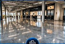 Modern commercial space with polished flooring