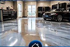 Glossy epoxy flooring in a garage
