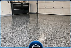Decorative flake epoxy garage floor